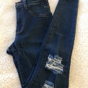 Fashion Nova Dark Wash Ripped Jeans